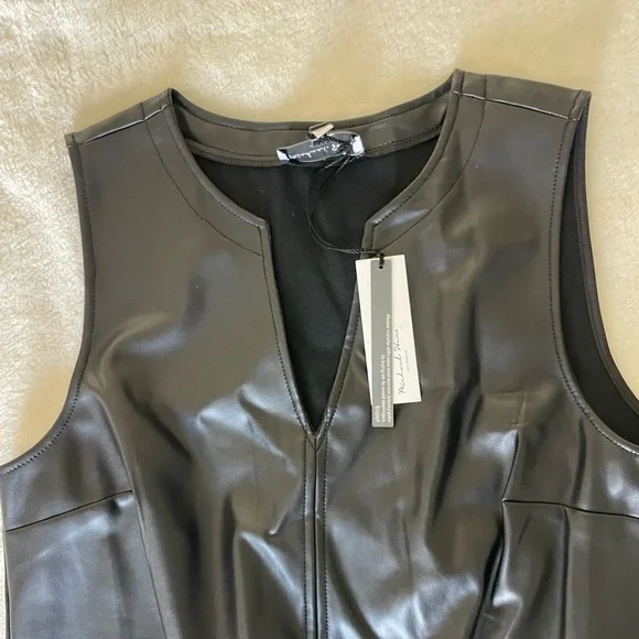 Michael Stars Cecila Black Faux Leather Dress